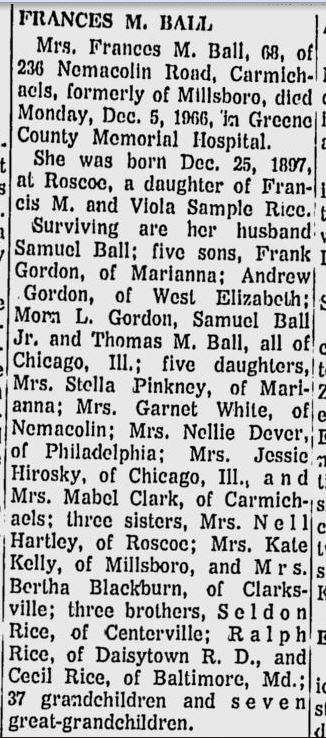Frances M. Ball obit
